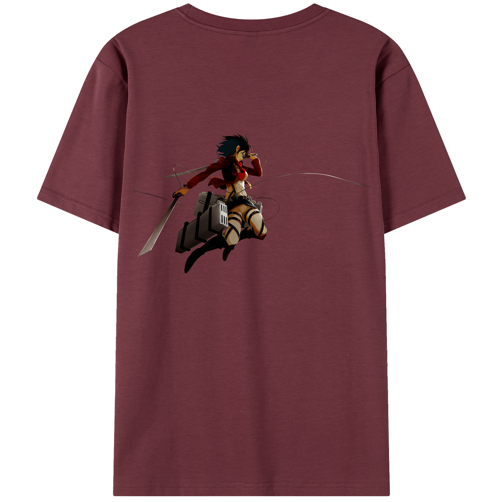 （画像用） 進撃の巨人 ミカサ·アッカーマン Attack on Titan Mikasa Ackerman 綿100％半袖Tシャツ（背面プリント）